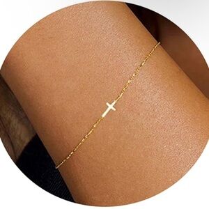 18K Gold Plated Bracelet for Women Cross Bracelet Adjustable Women’s Cross
